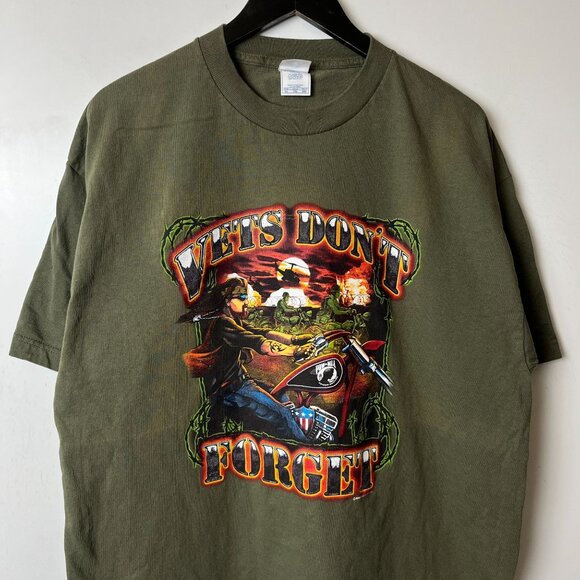 Vietnam Vets T Shirt Vintage Y2K Large L Adult Brown Graphic Tee - Picture 9 of 14
